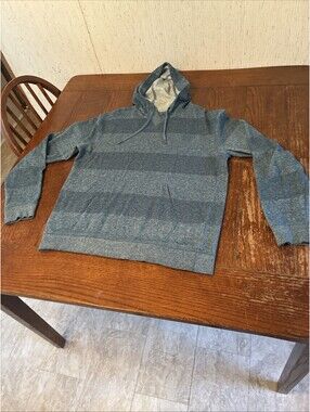 DC Shoes Hoodie Men’s M Blue Striped Lightweight Kangaroo Pocket